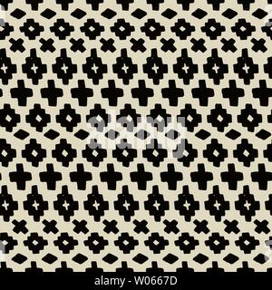 Vector hand drawn seamless pattern tribal. Résumé motif transparent ethniques en monochrome. L'arrière-plan sans fin forme géométrique. La texture pour l'impression sur Illustration de Vecteur