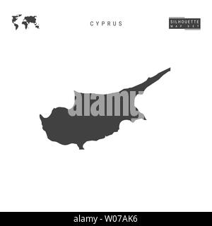 Chypre carte vide isolé sur fond blanc. High-Detailed Site silhouette noire de Chypre. Banque D'Images