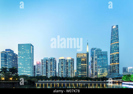 Vue de nuit de la ville de Guangzhou Banque D'Images