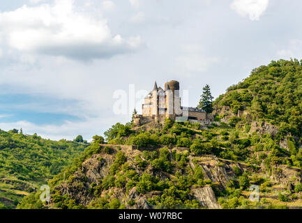 Château Burg Katz à Sankt Goar Goarshausen am Rhein (Rhin, Mittelrhein). Rhénanie-Palatinat, Allemagne. L'Unesco Banque D'Images