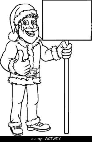 Les jeunes Santa Claus Holding Sign Cartoon de Noël Illustration de Vecteur