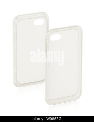 Smartphone silicone transparent couvre isolé sur fond blanc. 3D illustration. Banque D'Images