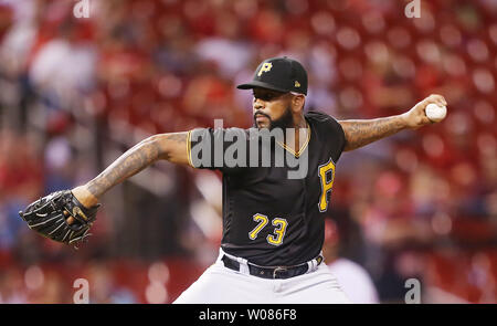 Pittsburgh Pirates pitcher Felipe Vazquez delivers to the American League  during the seventh inning of the MLB All-Star Game at Nationals Park in  Washington, D.C., July 17, 2018. Photo by Kevin Dietsch/UPI