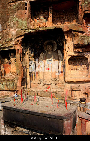 Sculpture de Bouddha dans un millier de falaises Jiajiang County, Changsha Banque D'Images