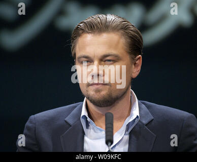 Leonardo DiCaprio acteur assiste à une conférence de presse pour le film 'Shutter Island' à Tokyo, Japon, le 11 mars 2010. UPI/Keizo Mori Banque D'Images