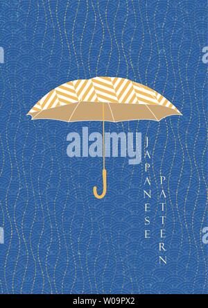 Historique des pluies avec parapluie vecteur. Modèle modèle japonais.Modèle de la saison des pluies. Illustration de Vecteur