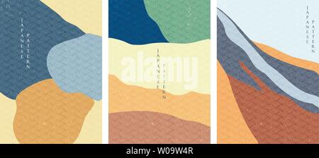 Vecteur de fond de paysage japonais avec de vagues. Modèle abstrait. Illustration de Vecteur