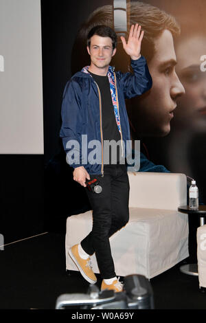 Acteur Dylan Minnette assiste à un événement pour les examens préalables le drame de Netflix '13 raisons pour lesquelles" à Tokyo, Japon, le 23 avril 2018. ? ? ? ? ?Photo par Keizo Mori/UPI Banque D'Images