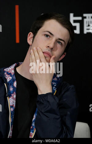 Acteur Dylan Minnette assiste à un événement pour les examens préalables le drame de Netflix '13 raisons pour lesquelles" à Tokyo, Japon, le 23 avril 2018. ? ? ? ? ?Photo par Keizo Mori/UPI Banque D'Images