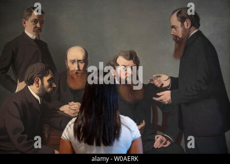 Royal Academy of Arts, Londres, Royaume-Uni. 27 juin 2019. Felix Vallotton : Peintre de l'inquiétude. La première exposition de l'artiste Felix Vallotton's travailler au Royaume-Uni depuis 1976 et le premier à inclure ses peintures, comprenant environ 100 œuvres de collections publiques et privées à travers l'Europe et les États-Unis de droit : les cinq peintres, 1902-1903. Kunst Museum Winterthur. Vallotton a rejoint le "groupe des Nabis de peintres au début des années 1890. Le travail montre (de gauche à droite) Pierre Bonnard, Edouard Vuillard, Charles Cottet, Ker-Xavier Roussel et Félix Vallotton. Credit : Malcolm Park/Alamy Live News. Banque D'Images