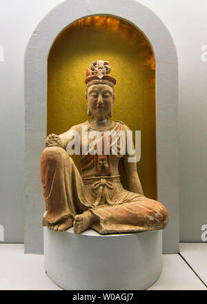 Statues bouddhistes et d'inscriptions dans la collection de Ningxia Museum Banque D'Images