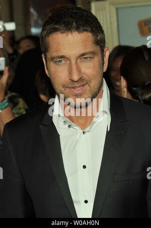 L'acteur Gerard Butler arrive pour le "Rocknrolla" premiere à l'Elgin Theatre sur nuit d'ouverture du Festival International du Film de Toronto à Toronto, Canada le 4 septembre 2008. (Photo d'UPI/Christine Chew) Banque D'Images