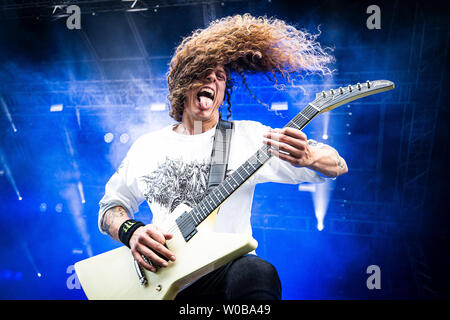 Copenhague, Danemark - 21 juin, 2019. Le groupe de death metal danois Baest effectue un concert live au cours de l'heavy metal danois Copenhell festival 2019 à Copenhague. (Photo crédit : Gonzales Photo - Peter Troest). Banque D'Images