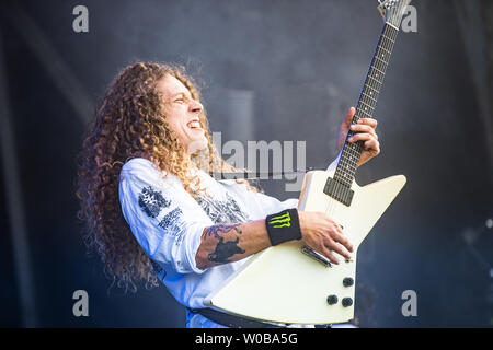 Copenhague, Danemark - 21 juin, 2019. Le groupe de death metal danois Baest effectue un concert live au cours de l'heavy metal danois Copenhell festival 2019 à Copenhague. (Photo crédit : Gonzales Photo - Peter Troest). Banque D'Images