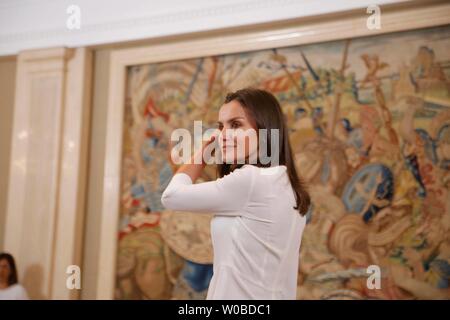 Madrid, Espagne. 27 Juin, 2019. Reine espagnole Letizia Ortiz au cours d'une audition avec la représentation des membres de " Centro de Educación Infantil Andalousie " au ZarzuelaPalace à Madrid jeudi, 27 juin 2019. Credit : CORDON PRESS/Alamy Live News Banque D'Images