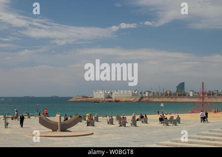 Barcelone, Espagne - 13 juin 2019 : Recreation Area on beach Banque D'Images