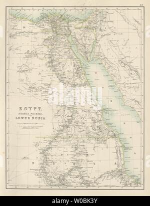 L'Egypte, l'Arabie petraea et Nubie inférieure. Vallée du Nil. BARTHOLOMEW 1898 carte ancienne Banque D'Images