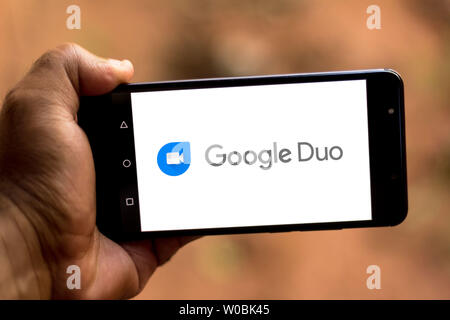 Le Brésil. 6 juin, 2019. Sur cette photo, l'illustration a Google logo Duo vu affichée sur un smartphone. Credit : Rafael Henrique/SOPA Images/ZUMA/Alamy Fil Live News Banque D'Images