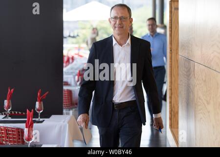 Dresde, Allemagne. 27 Juin, 2019. Jörg Urban, président de l'AfD en Saxe, s'agit d'une conférence de presse de son parti au parlement de l'état de la Saxe. Le même jour, l'AfD présente son programme pour les prochaines élections de l'état. Credit : Sebastian Kahnert/dpa/Alamy Live News Banque D'Images