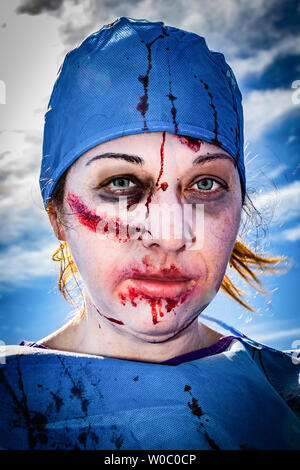 Caractère à la zombie Zombie Walk, Richmond en Virginie en 2017. Banque D'Images