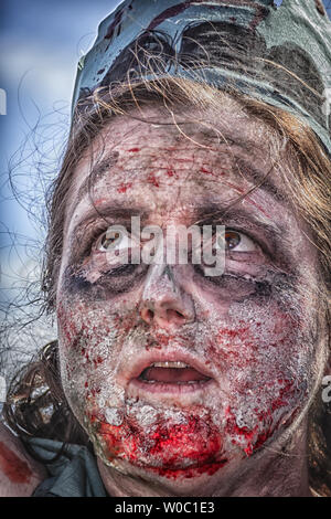 Caractère à la zombie Zombie Walk, Richmond en Virginie en 2017. Banque D'Images