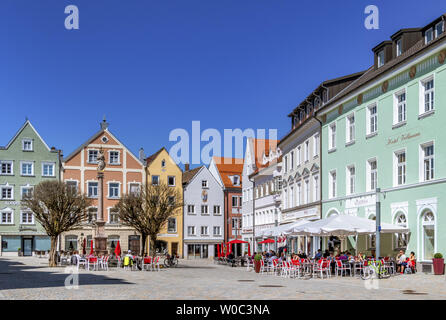 Marienplatz à Weilheim Haute-bavière, Allemagne Banque D'Images