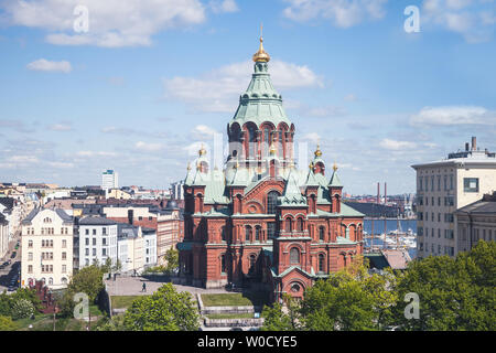 Cathédrale Uspenski cathédrale de l'extérieur. C'est une cathédrale orthodoxe de l'est à Helsinki, Finlande, dédiée à la Dormition de la Theotokos, il a été construit en 18 Banque D'Images