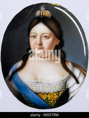 Après Louis Caravaque, impératrice de Russie, Anna, 1693-1740 peinture portrait miniature, 1730-1740 Banque D'Images