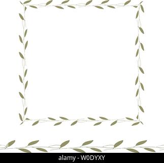 Cadre rectangulaire de branches sur un fond blanc. Éléments de conception graphique pour les cartes, gravures, cartes de voeux à la main vector illustration Illustration de Vecteur