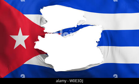 Tattered Cuba Drapeau, fond blanc, 3D Rendering Banque D'Images