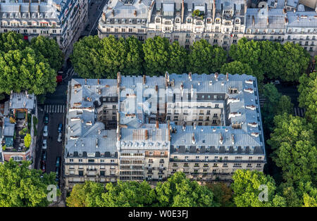 La France, 7ème arrondissement de Paris, vue de la Tour Eiffel (bâtiments haussmanniens) Banque D'Images