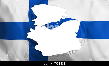 Tattered Finlande Drapeau, fond blanc, 3D Rendering Banque D'Images