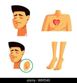 Vector illustration de la douleur et de la maladie d'un logo. Collection de la douleur et les blessures de l'icône vecteur stock. Illustration de Vecteur