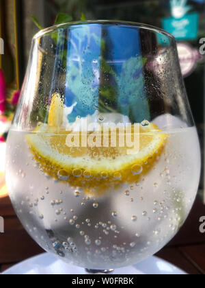 Mİneral eau avec citron et menthe poivrée fraîche Banque D'Images