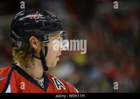 Les Capitals de Washington Nicklas Backstrom est vu sur la glace que les capitales jouent les Jets de Winnipeg au Verizon Center à Washington, D.C. le 22 janvier 2013. La Jest défait les capitales 4-2. UPI/Kevin Dietsch Banque D'Images