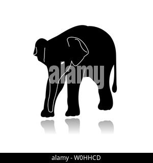 Silhouette d'éléphant isolé sur fond blanc Illustration de Vecteur