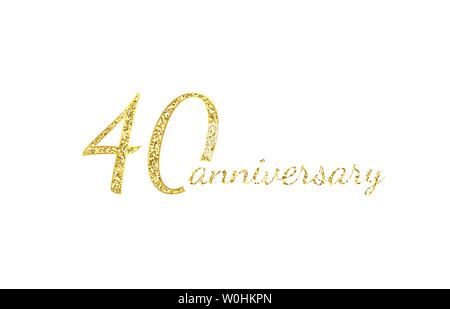 Logo anniversaire 40 concept. 40e anniversaire ans icône. Nombre d'or isolé sur fond noir. Vector illustration. EPS10. Illustration de Vecteur