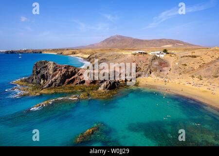 Playa de Papagayo, plages de Papagayo, près de Playa Blanca, Lanzarote, îles Canaries, Espagne Banque D'Images