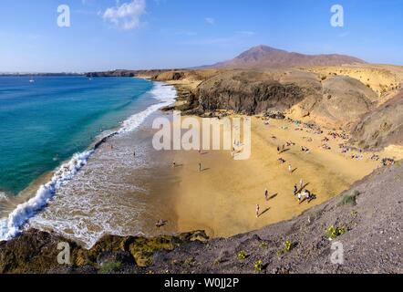 Playa de la Cera, plages de Papagayo, Playas de Papagayo, près de Playa Blanca, Lanzarote, îles Canaries, Espagne Banque D'Images