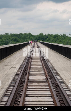 Le Kinzua Bridge partiellement détruit par un ouragan est maintenant une zone piétonne une passerelle pour les touristes. Banque D'Images