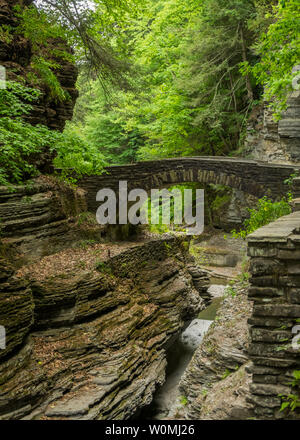 Pont de pierre, à Robert H Treman State Park Banque D'Images