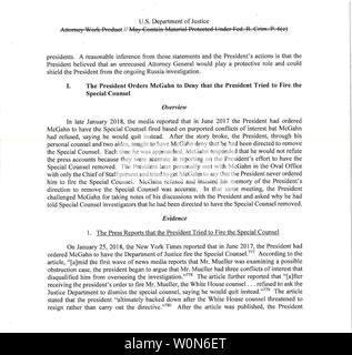 Rédigé le sommaire exécutif de l'avocat spécial le rapport de Robert Mueller est publié en format numérique le 18 avril 2019, à Washington, DC. Le procureur général William Barr a tenu une conférence de presse au Ministère de la Justice à Washington, DC sur le rapport concernant l'ingérence russe dans l'élection de 2016. UPI Banque D'Images