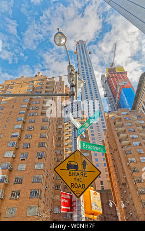 Les bâtiments de New York ont vue sur Columbus Circle Banque D'Images