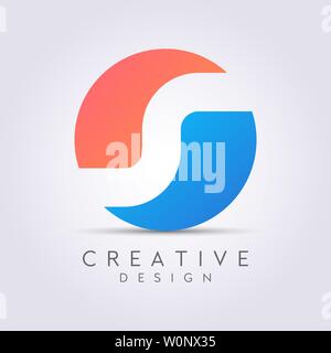 Combinaison de cercle, vague, et la lettre S Vector Illustration Design Clipart Logo Symbol Modèle. Illustration de Vecteur