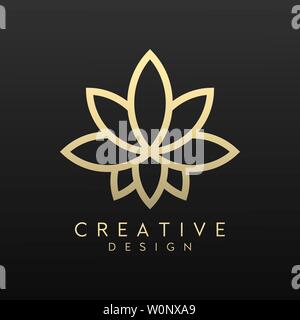 Belle fleur de luxe, moderne et design vectoriel. Symbole de la feuille d'élégante pour la santé, cosmétique, spa, salon de beauté, ou boutique. Logo couleur d'or féminin et t Illustration de Vecteur