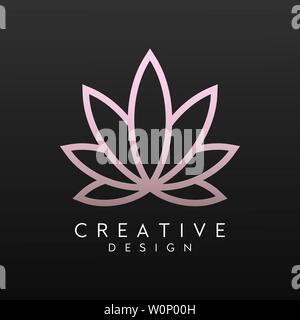 Belle fleur de luxe, moderne et design vectoriel. Symbole de la feuille d'élégante pour la santé, cosmétique, spa, salon de beauté, ou boutique. Logo couleur d'or féminin et t Illustration de Vecteur