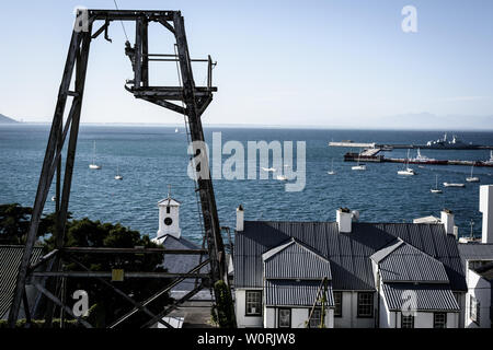 Le téléphérique désaffecté système à partir de la base navale de Simons Town a été utilisé pour acheminer les hommes et à une base de la montagne au cours de la Seconde Guerre mondiale Banque D'Images