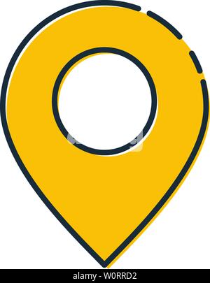 Les broches Carte emplacement de l'icône avec ellipse dans télévision style simple. Les formes rondes jaunes sur fond blanc. Vector illustration web design en eps 10 enregistrer l'élément Illustration de Vecteur