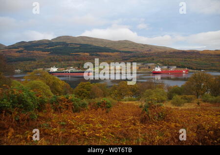 Finnart Oil Terminal. Ardgartan péninsule. Le Loch Lomond et Cowal façon. La péninsule de Cowal. Highlands. L'Écosse. UK Banque D'Images