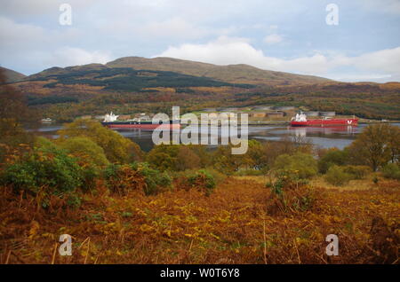 Finnart Oil Terminal. Ardgartan péninsule. Le Loch Lomond et Cowal façon. La péninsule de Cowal. Highlands. L'Écosse. UK Banque D'Images